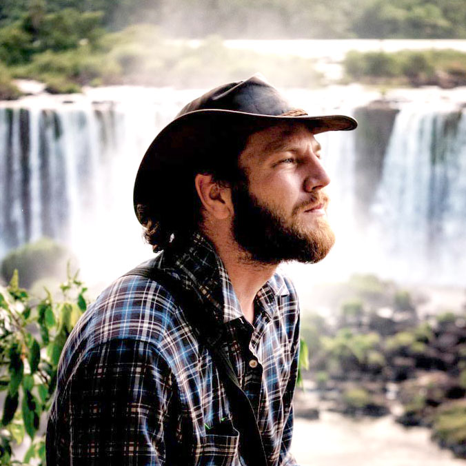 Alex working as a tour leader near Iguazu Falls